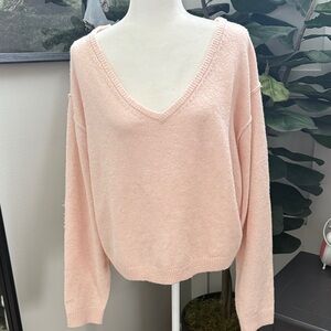 American eagle Women's Pink V-Neck Sweater